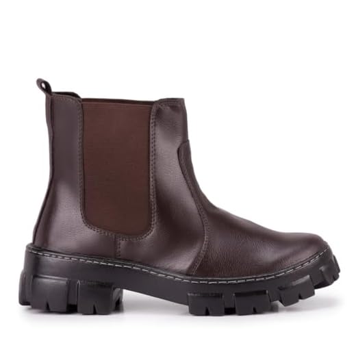 Coturno Feminino Conforto, Bota Tratorada, Sola Baixa (Marrom, BR, Adulto, Numérico, 39)