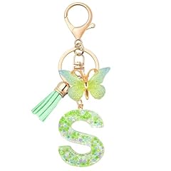 LECTNORE Portachiavi Personalizzato, Portachiavi Donna Carino Portachiavi Personalizzato Portachiavi Borsa Portachiavi Alfabeto Portachiavi Con Farfalla (Verde-S)