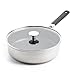 Produktbild KitchenAid Classic Stainless Steel PFAS-freie Gesunde Keramische Antihaft-Schmorpfanne 26 cm/3,6 Liter mit Deckel aus gehärtetem Glas,Plattiert,Induktion,Stay-Cool-Griff,Backofenfest bis 160°C,Silber