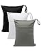 Babygoal Wet Dry Bags for Baby Cloth Diapers, Washable Travel Bags, Beach, Pool, Gym Bag for Swimsuits & Wet Clothes with 2 Pockets 3 Pack L-BWG