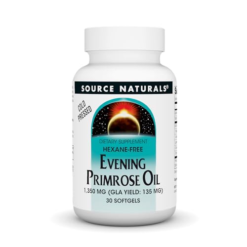 Image of Source Naturals Evening Primrose Oil - Hexane-Free - 1350mg - GLA Yield: 135 mg - Cold-Pressed - 30 Softgels