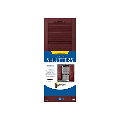 Plastic Development Group Lswht1463 14 X 63 Inch Decorative Exterior Vinyl Plastic Faux Louvered Window Shutters With Installation Kit And Instructions, Bordeaux #TOP4