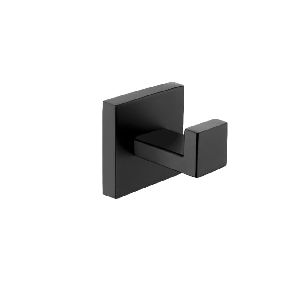 Accessoires de salle de bain inox avec porte-serviettes et crochet noir