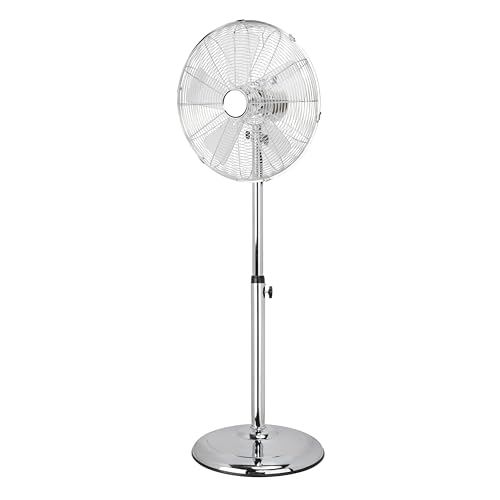 Status 16 Inch Chrome Pedestal Fan with 3 Speed Settings, Oscillating Adjustable Height and Tilt Cooling Fan for Home and Office, Chrome (S16CSTANDFAN1PKB1)