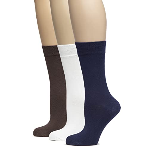 Image of Hugh Ugoli Women's Thin Soft Rayon Derived from Bamboo Crew Socks for Dress, Trouser, Seamless Toe & Non-Binding, 5-8 /9-11