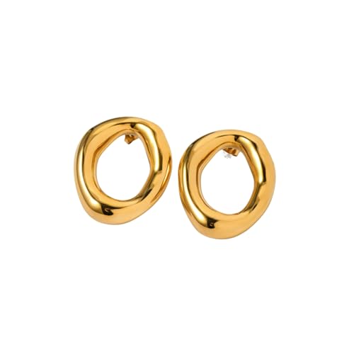 House Of Hunter Gold Chunky Open Circle Vintage Statement Earrings (New)