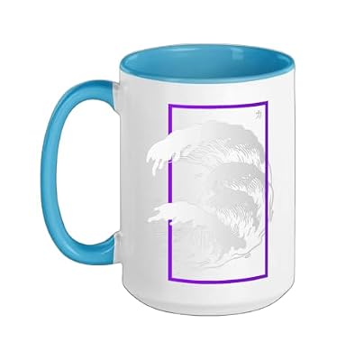 Purple Wave Power Purple Color Graphic Ceramic Mug, Blue/White, 15oz
