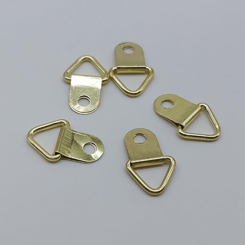Bilderhaken, Bilderhaken zum nageln,Bilderrahmen Sortier Haken,Dreieck Ringrahmen Aufhänger Haken, 30 Stück Bildaufhänger mit Schrauben (Golden)