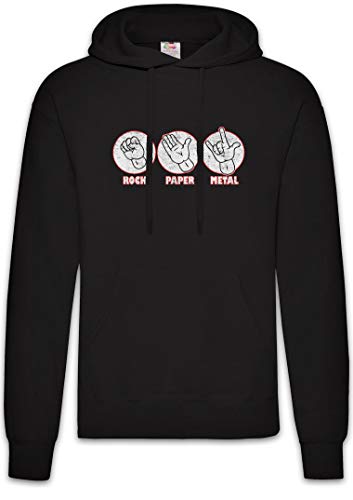 Sweat à capuche rock paper metal hoodie noir en taille M pour contrer le froid urbain