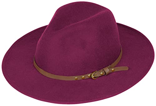 Chapeau Fedora en feutre bordeaux SSP avec ceinture élégante Taille unique