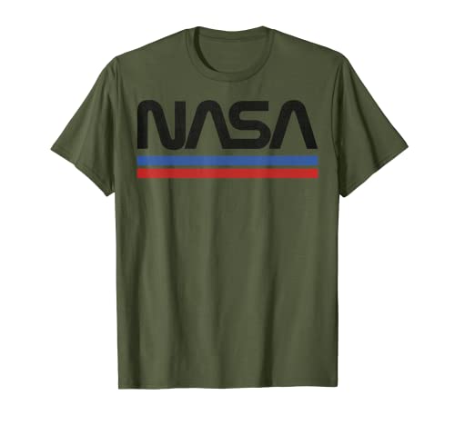 NASA Red Blue Stripe Minimal Logo Vintage Graphic T-Shirt C1