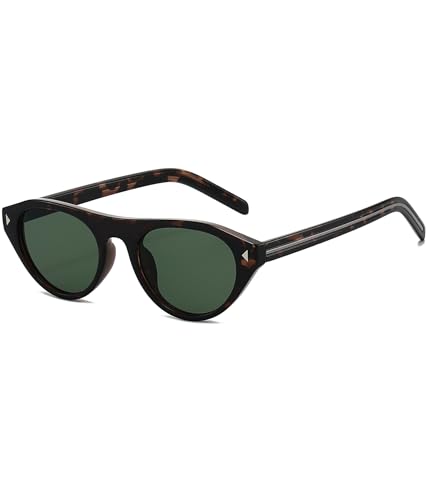 Image of EYLRIM Retro Oval Cat Eye Sunglasses for Women Men Trendy Flat Top Narrow Cateye Shades UV400 Protection