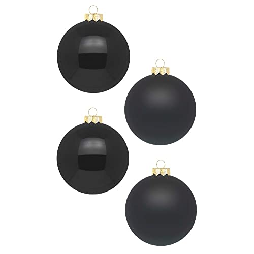 Weihnachtskugeln 12 STK 8cm | Schöne Christbaumkugeln aus Glas | Große Kugeln in Karton-Box | Christbaumschmuck Weihnachtsbaumschmuck Weihnachtsbaumkugeln (Ebony Black | Schwarz Glanz Matt)