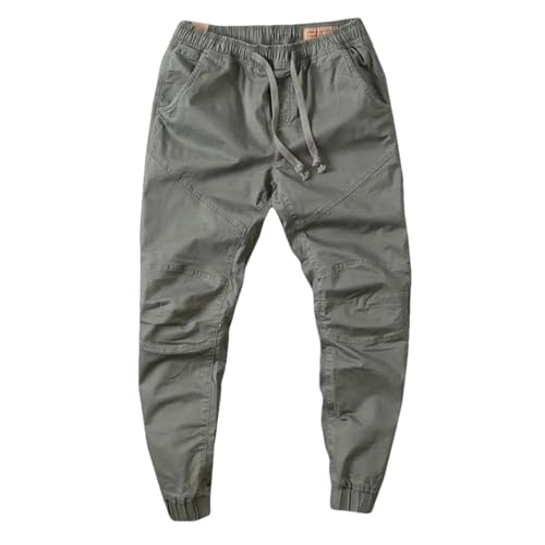 Simple Men Cargo Streetwear Slim Cropped Pants Elastic Waist Male Pants