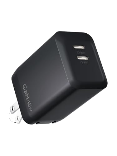 45W USB-C Charger Foldable Compact GaN PPS Super Fast Dual USB C Wall Charger Block - for Samsung Galaxy S23/S22/S21/S20 Series,Compatible with Samsung & Other USB-C Devices