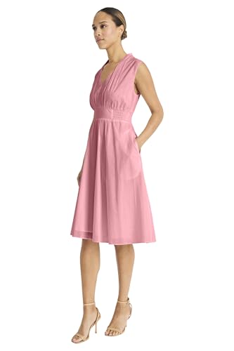 Image of Maggy London Women's Women's Semi Sheer Overlay Empire Waist Midi - Pleated V Neck Sleeveless - Wedding Guest Dress