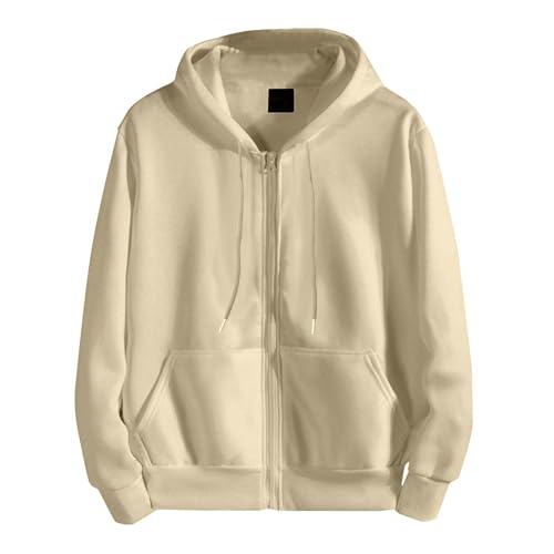 Ymosrh Men's Zip Up Hoodies Long Sleeve Solid Color Hooded