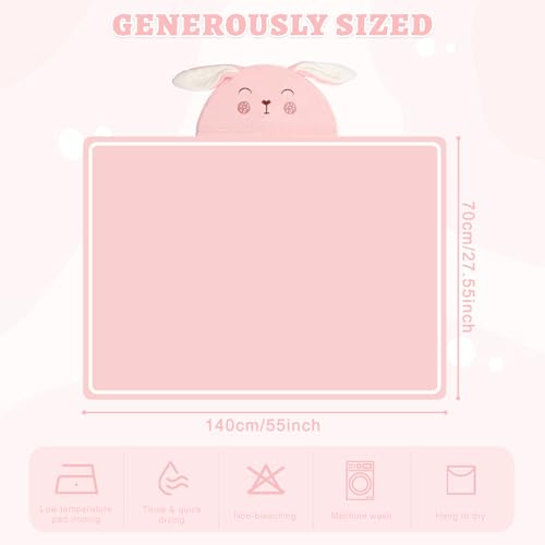 Image of Cute Animal Hooded Baby Towel Soft Coral Fleece Baby Towels with Hood Toddler Bath Towel Large 27 x 55 Inch Ultra Absorbent Hooded Bath Towels for Babies Baby Bath Towel（Pink B