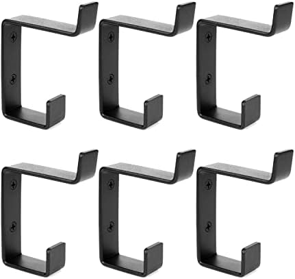 Piffny 6 Pack Heavy Duty Steel Coat and Hat Angled Style Double Wall Hooks for Indoors and Outdoors - 6 Pack (Black)