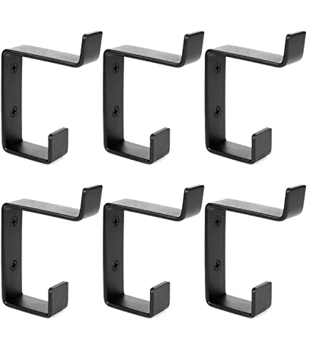 Piffny 6 Pack Heavy Duty Steel Coat And Hat Angled Style Double Wall Hooks For Indoors And Outdoors - 6 Pack (Black) #TOP3