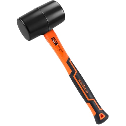 HORUSDY 16oz Rubber Mallet Hammer with Fiberglass Handle