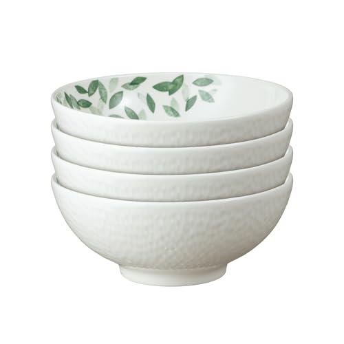 Denby - Carved Deco Cereal Bowls Set of 4-6.7 Inch - Dishwasher Microwave Oven Safe - Large Uniquely Textured Porcelain Cereal Bowl - Scratch Chip Resistant