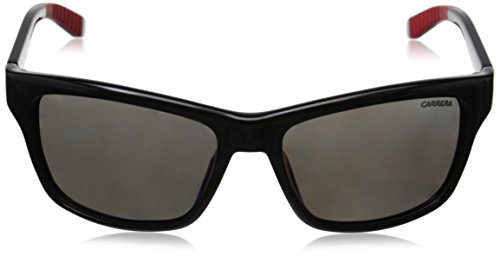 Carrera Sunglasses (Safilo Group) CA8013/S Rectangular Sunglasses, Shiny Black & Gray Polarized, 58 mm2