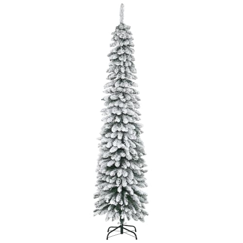 HOMCOM Árbol de Navidad Nevado 210 cm con 490 Ramas Base Plegable Verde