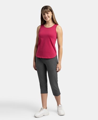 Image of Jockey AW77 Women Super Combed Cotton Rich Solid Curved Hem Styled Tank Top