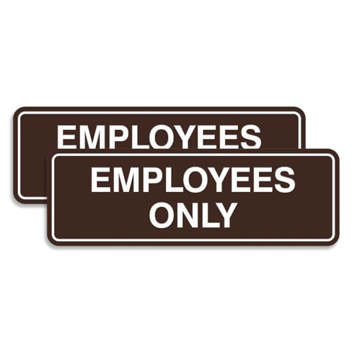 Standard EMPLOYEES ONLY Sign - Dark Brown - Small (2 Pack)