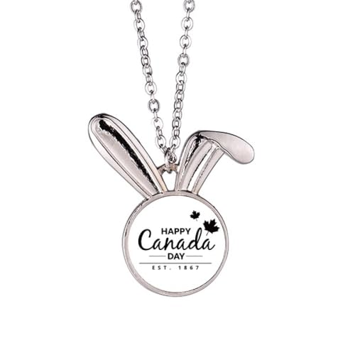 Collier lapin en érable pendentif artisanal Canada Day et 4th of July
