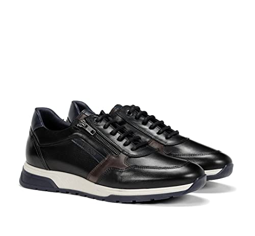Fluchos Para Hombre. F1600 Zapatilas De Piel F1600 Negro (41), Plano, Cordones, Cremallera, Casual - 2