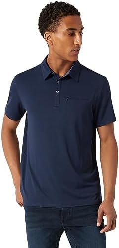 DKNY Mens Golf Shirts with Zipper Chest Pocket - Short Sleeve Quick Dry Fit Polos for Men | Performance Golf Polo for Men