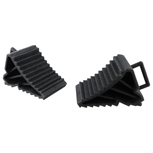 Cuñas de rueda para remolque, 2 cuñas de freno resistentes para caravana, caravana, barco, remolque, diseño ABS antideslizante con asas, color negro