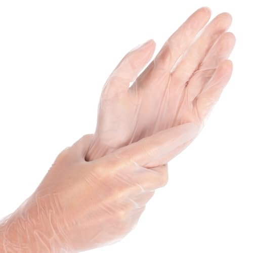 FRANZ MENSCH Hygostar Vinylhandschuhe Ideal Light, transparent, Gr. 8/M | puderfrei, 100 Stück, Einmalhandschuhe latexfrei, Einweghandschuhe mit Rollrand