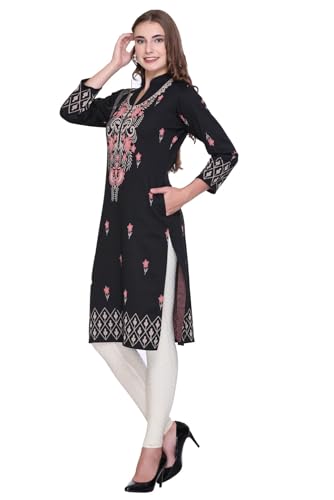 Image of Rosary Women's Winter Wear Jacquard Woolen Straight Kurti with 2 Side Pockets