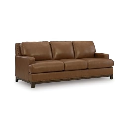 Brendola 90" Leather Couch in Amber Brown