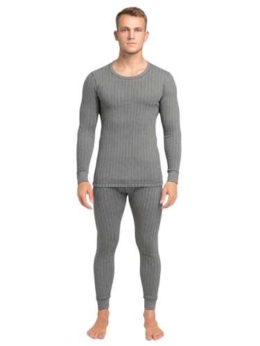 Image of Lux Cozi HEATEK Men's Round Neck Full Sleeve Skin Friendly Winter Wear Thermal Top and Bottom Set | Thermal Set for Men | Style 333