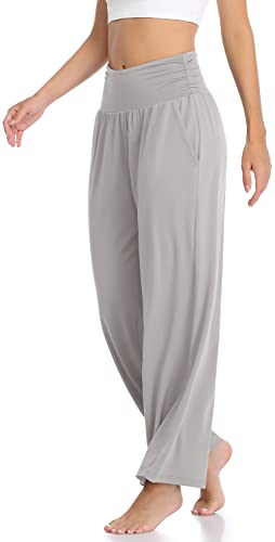 Image of TARSE Womens Wide Leg Pants Casual Loose Yoga Sweatpants Comfy Lounge Pajama Flowy Pants Pockets