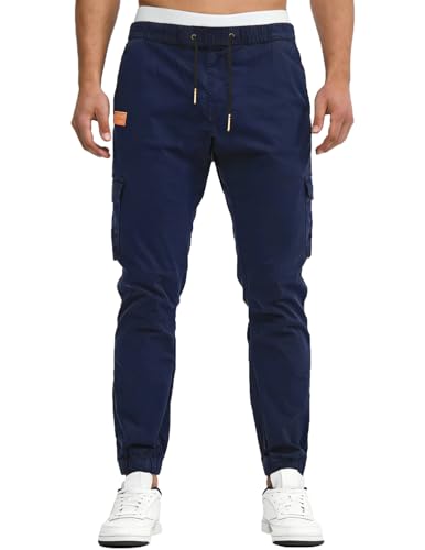 Image of VMSUCIJ Cargo Trousers for Men UK Cotton Work Pants with Pockets Casual Joggers Sweatpants,Blue 06,L