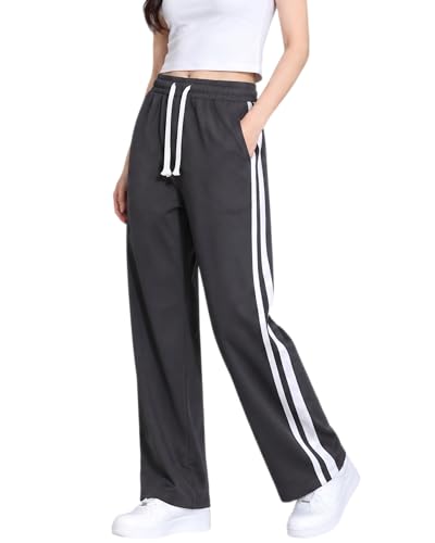 Image of Samfor Woman's Loose Fit Track Pants - Polycotton Joggers with Elastic Waistband & Side Pockets, Lower Comfortable for Gym, Running & Casual Wear