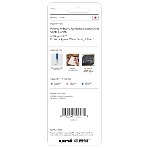 Uniball Signo Gel Impact bolígrafos gel metálicos 3 pack miniatura 7