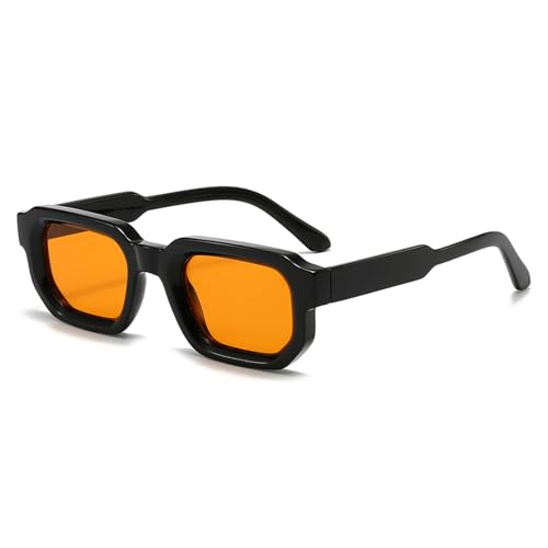 Retro Rectangle Sunglasses for Men Women Trendy Small Square Thick Frame Sun Glasses 90s Vintage Shades