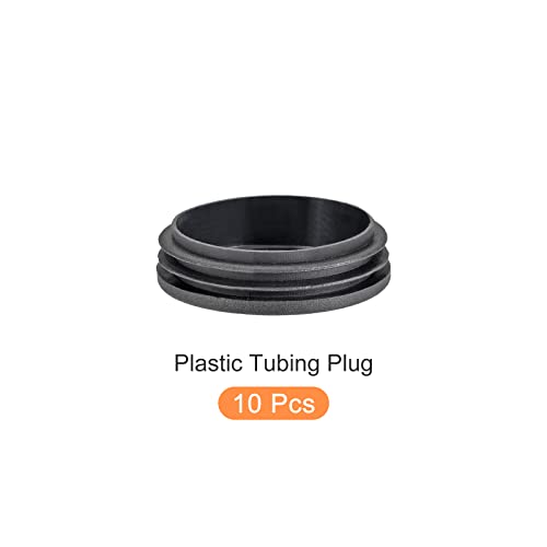 Image of METALLIXITY Round Post End Caps (2.76 inchx0.71 inch) 10pcs, Plastic Tubing End Cap Plug - for Decoration Furniture, Handrail Stair, Black