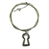 Linvimia Gargantillas de cadena multicapa únicas, acabado esmaltado, collar con colgante de de cerradura retorcido de múltiples, joyería, Collar con revestimiento Vintage