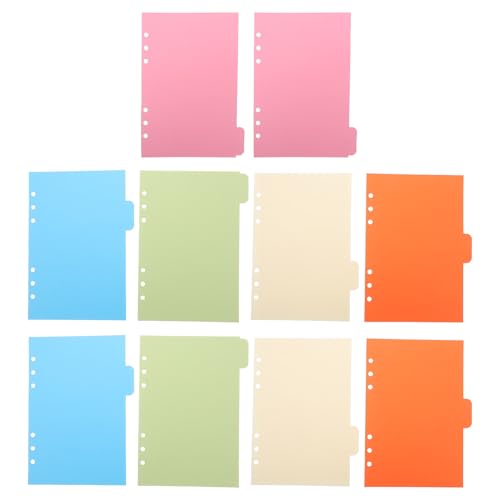 HIAKDOFT 10個活??隔板 製プラスチック製インデックス タブ付きリフィル可能ページ保護用 バインダー用ノート仕切りカード 学習 オフィス整