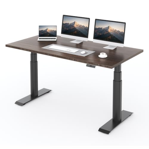 Image of FLEXISPOT E6 Pro Large 78 inch x 30 inch Organic Modern Bamboo Standing Desk, Electric Dual Motor 3-Stage Height Adjustable Desk with Oval Legs, Heavy Duty 330lbs, Walnut Bamboo Desktop, Black Frame