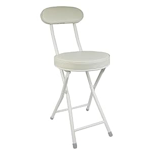 カインズ(CAINZ) 折りたたみチェア アイボリー 幅30cm 奥行46cm 高さ74cm 折りたたみ背付 クッションチェア 背もたれ パイプチェア 持ち運び イス 椅子 折りたたみ チェア