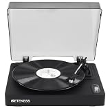 Retekess TR643 Giradischi Vinili, Lettore Vinile, Testina Magnetica AT-3600L, 33/45/78 giri/min, Riproduzione Wireless, Arresto Automatico, Jack per cuffie, Adatto per gli Amanti della Musica