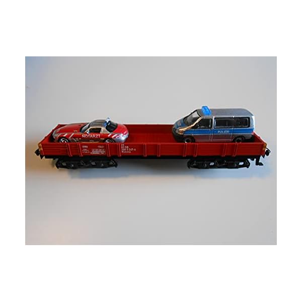 Maerklin aus 78752 Vierachsiger Niederbordwagen mit 2 Einsatzfahrzeugen